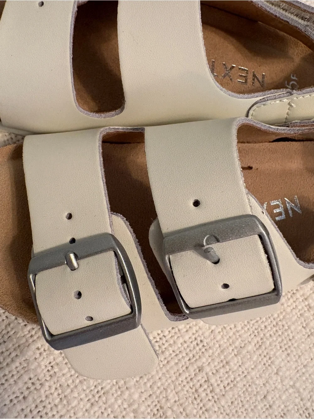 NWT Kid’s next White Double-Buckle Slingback Sandals US size 10.5